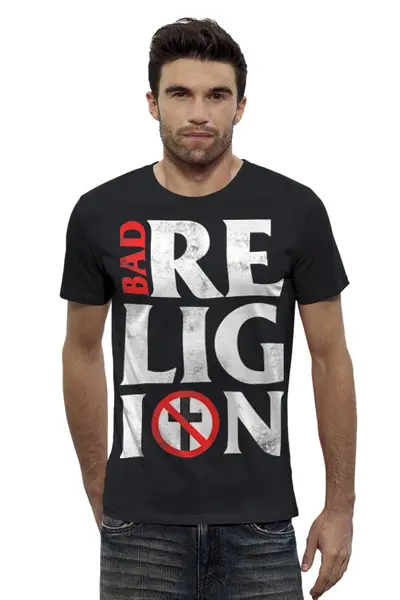 Заказать мужскую футболку в Москве. Футболка базовая Bad Religion от geekbox - готовые дизайны и нанесение принтов.