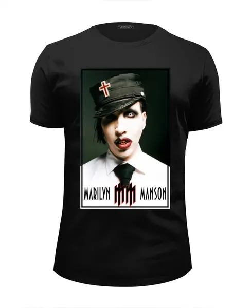 Заказать мужскую футболку в Москве. Футболка базовая Marilyn Manson от inPrintio - готовые дизайны и нанесение принтов.