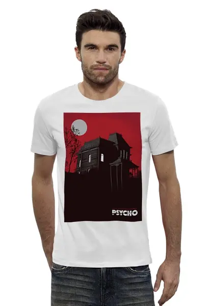 Заказать мужскую футболку в Москве. Футболка базовая Психо / Psycho от kino.printio.ru - готовые дизайны и нанесение принтов.
