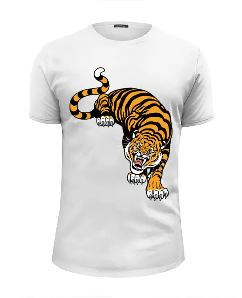 Заказать мужскую футболку в Москве. Футболка базовая Свирепый тигр от Ирина - готовые дизайны и нанесение принтов.