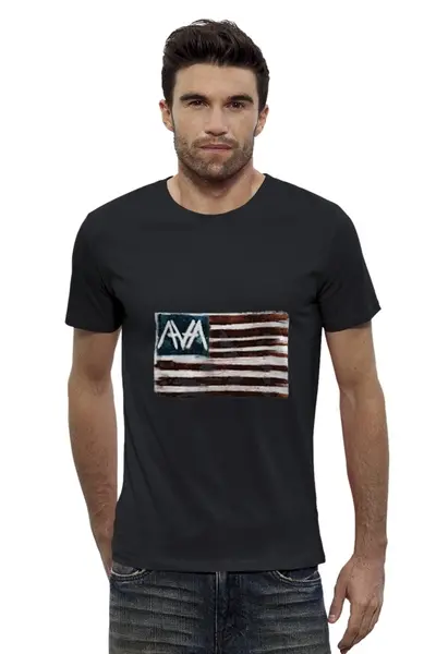 Заказать мужскую футболку в Москве. Футболка базовая Flag Banner AvA от slider - готовые дизайны и нанесение принтов.