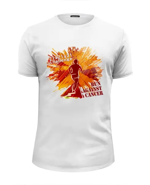 Заказать мужскую футболку в Москве. Футболка базовая Run against cancer от mspnru - готовые дизайны и нанесение принтов.
