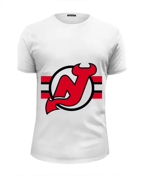 Заказать мужскую футболку в Москве. Футболка базовая New Jersey Devils от kspsshop - готовые дизайны и нанесение принтов.