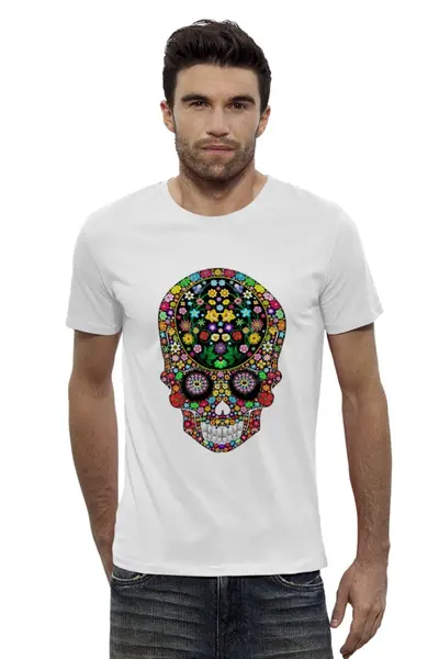 Заказать мужскую футболку в Москве. Футболка базовая череп от DenTen - готовые дизайны и нанесение принтов.