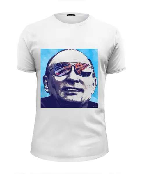 Заказать мужскую футболку в Москве. Футболка базовая "Путин" от jasminshakhnazaryan9 - готовые дизайны и нанесение принтов.