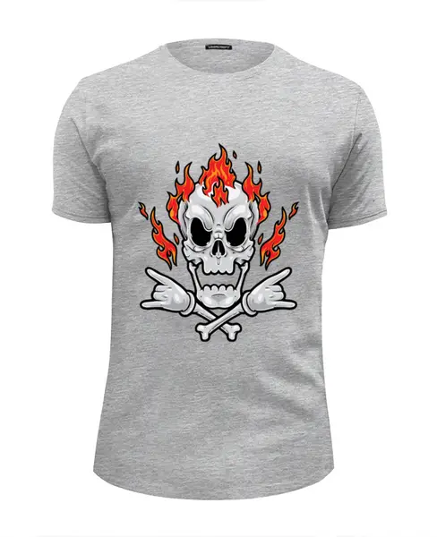 Заказать мужскую футболку в Москве. Футболка базовая Череп в огне от T-shirt print  - готовые дизайны и нанесение принтов.