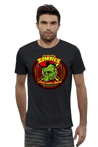 Заказать мужскую футболку в Москве. Футболка базовая Bloodsucking zombies from outer space от Leichenwagen - готовые дизайны и нанесение принтов.
