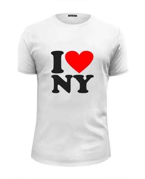 Заказать мужскую футболку в Москве. Футболка базовая i love NY от pyzhik - готовые дизайны и нанесение принтов.