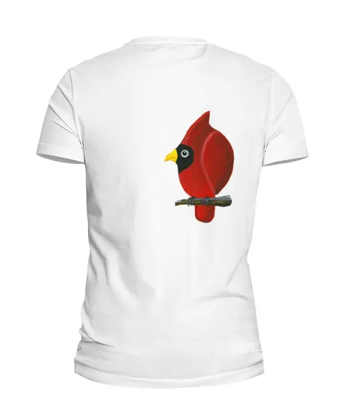 Заказать мужскую футболку в Москве. Футболка базовая Птица кардинал с мимозой от Владимир - готовые дизайны и нанесение принтов.
