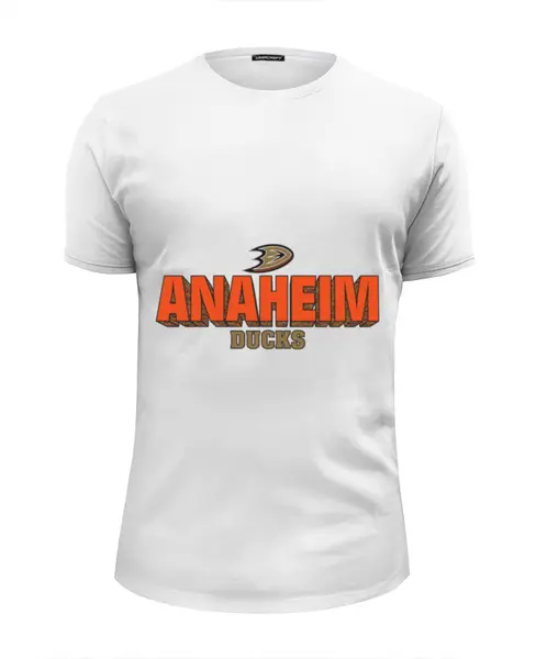 Заказать мужскую футболку в Москве. Футболка базовая Anaheim Ducks от kspsshop - готовые дизайны и нанесение принтов.