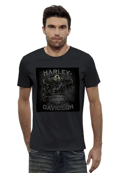 Заказать мужскую футболку в Москве. Футболка базовая Harley Davidson от Виктор Гришин - готовые дизайны и нанесение принтов.