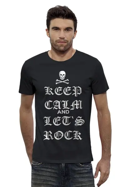 Заказать мужскую футболку в Москве. Футболка базовая Keep Calm And Let's Rock от ramzan - готовые дизайны и нанесение принтов.