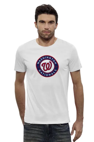 Заказать мужскую футболку в Москве. Футболка базовая Washington Nationals от dobryidesign - готовые дизайны и нанесение принтов.