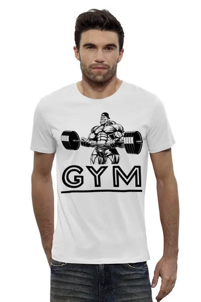 Заказать мужскую футболку в Москве. Футболка базовая Bodybuilding от Никита Коледенков - готовые дизайны и нанесение принтов.