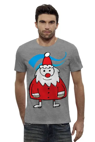 Заказать мужскую футболку в Москве. Футболка базовая Santa от simacheva - готовые дизайны и нанесение принтов.