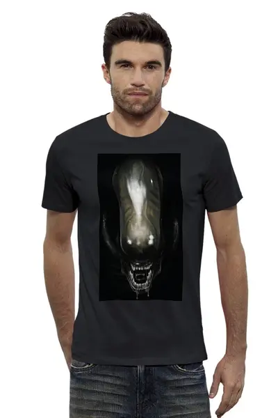 Заказать мужскую футболку в Москве. Футболка базовая Alien / Чужой от crash - готовые дизайны и нанесение принтов.