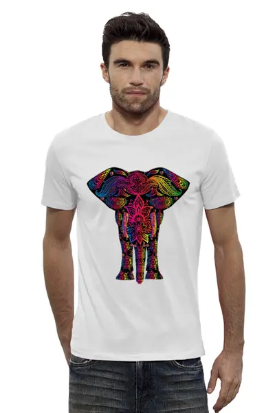 Заказать мужскую футболку в Москве. Футболка базовая Слон  от queen  - готовые дизайны и нанесение принтов.