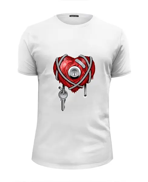 Заказать мужскую футболку в Москве. Футболка базовая Сердце с ключом  от ПРИНТЫ ПЕЧАТЬ  - готовые дизайны и нанесение принтов.