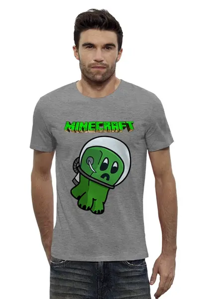 Заказать мужскую футболку в Москве. Футболка базовая Майнкрафт Крипер от Just kidding - готовые дизайны и нанесение принтов.