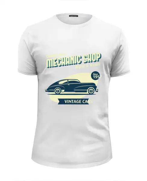 Заказать мужскую футболку в Москве. Футболка базовая Винтажный автомобиль 1957 от BeliySlon - готовые дизайны и нанесение принтов.