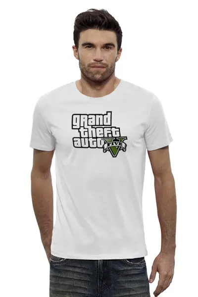 Заказать мужскую футболку в Москве. Футболка базовая Grand Theft Auto 5 от VashAdmin - готовые дизайны и нанесение принтов.