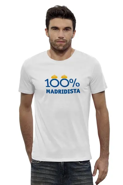Заказать мужскую футболку в Москве. Футболка базовая 100% Madridista от madridistastore - готовые дизайны и нанесение принтов.