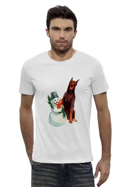 Заказать мужскую футболку в Москве. Футболка базовая забавная акварельная собака, символ 2018 года от Игма - готовые дизайны и нанесение принтов.