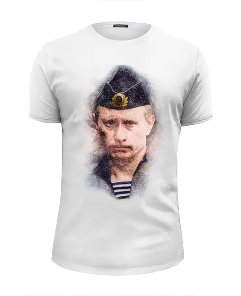 Заказать мужскую футболку в Москве. Футболка базовая Putin от Pinky-Winky - готовые дизайны и нанесение принтов.