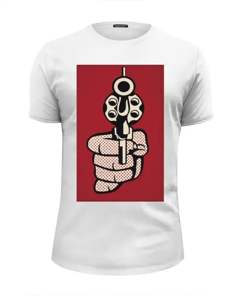 Заказать мужскую футболку в Москве. Футболка базовая Револьвер от Виктор Гришин - готовые дизайны и нанесение принтов.