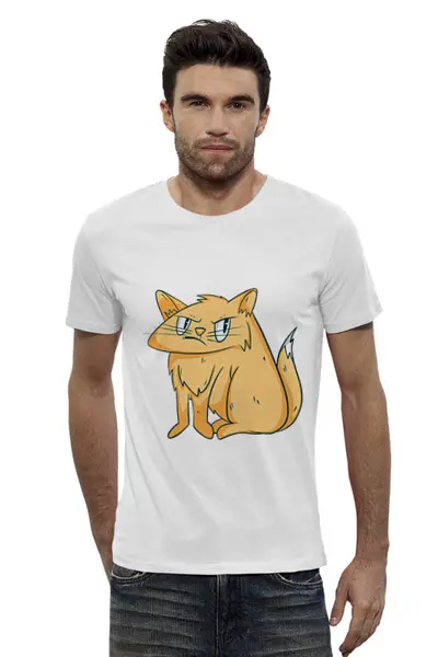 Заказать мужскую футболку в Москве. Футболка базовая Grumpy Cat от Павел Павел - готовые дизайны и нанесение принтов.