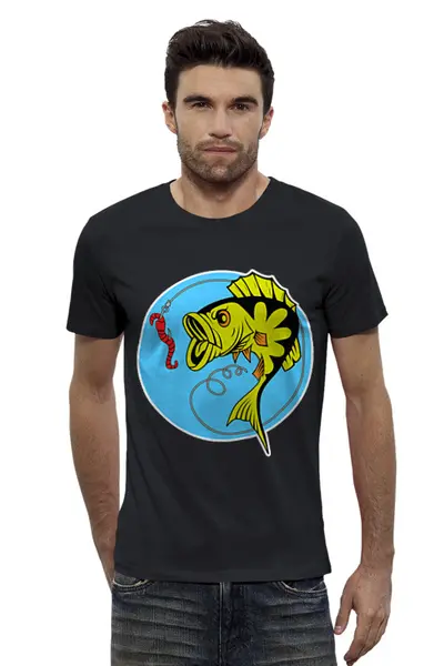 Заказать мужскую футболку в Москве. Футболка базовая Рыбалка         от T-shirt print  - готовые дизайны и нанесение принтов.