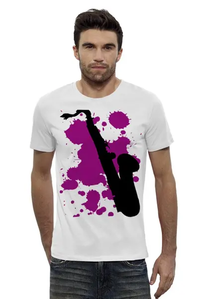 Заказать мужскую футболку в Москве. Футболка базовая saxophone от la_infernale - готовые дизайны и нанесение принтов.