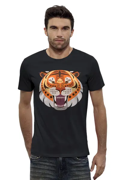 Заказать мужскую футболку в Москве. Футболка базовая Tiger от skynatural - готовые дизайны и нанесение принтов.