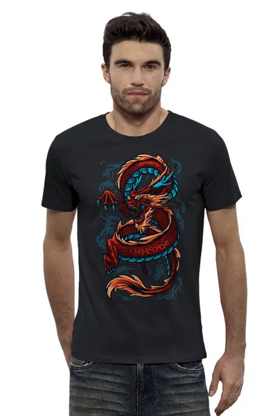 Заказать мужскую футболку в Москве. Футболка базовая Китайский дракон                        от printeriumstore@gmail.com - готовые дизайны и нанесение принтов.