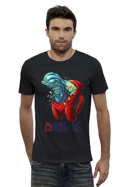 Заказать мужскую футболку в Москве. Футболка базовая Among Us(Среди нас)  от T-shirt print  - готовые дизайны и нанесение принтов.