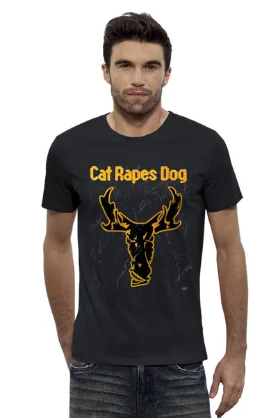 Заказать мужскую футболку в Москве. Футболка базовая Cat Rapes Dog от OEX design - готовые дизайны и нанесение принтов.