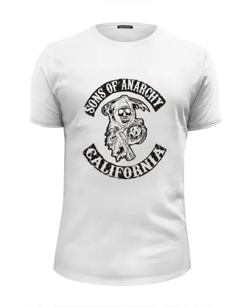 Заказать мужскую футболку в Москве. Футболка базовая Sons of anarchy от skynatural - готовые дизайны и нанесение принтов.