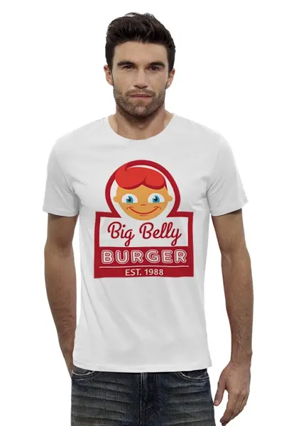 Заказать мужскую футболку в Москве. Футболка базовая Big Belly Burger от coolmag - готовые дизайны и нанесение принтов.