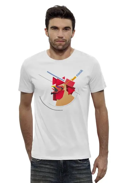 Заказать мужскую футболку в Москве. Футболка базовая Suprematic Cock от zeroone - готовые дизайны и нанесение принтов.