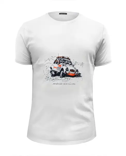 Заказать мужскую футболку в Москве. Футболка базовая Автомобиль Citroen 2cv Rally от miks - готовые дизайны и нанесение принтов.