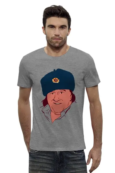 Заказать мужскую футболку в Москве. Футболка базовая Gérard Depardieu от Max K - готовые дизайны и нанесение принтов.