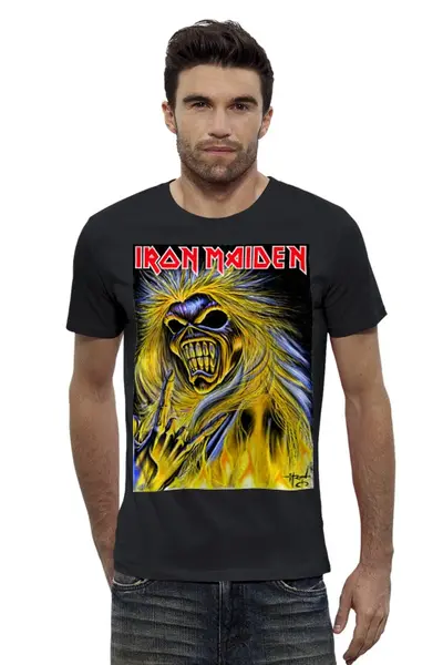 Заказать мужскую футболку в Москве. Футболка базовая Iron Maiden Band от Leichenwagen - готовые дизайны и нанесение принтов.