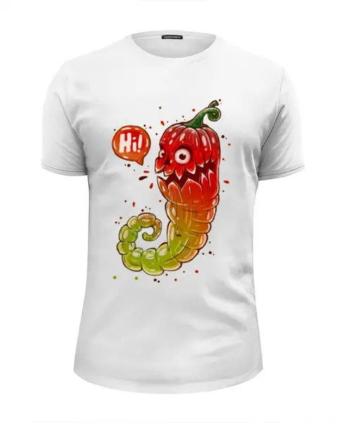 Заказать мужскую футболку в Москве. Футболка базовая Hi i am the pepper от Lusi - готовые дизайны и нанесение принтов.