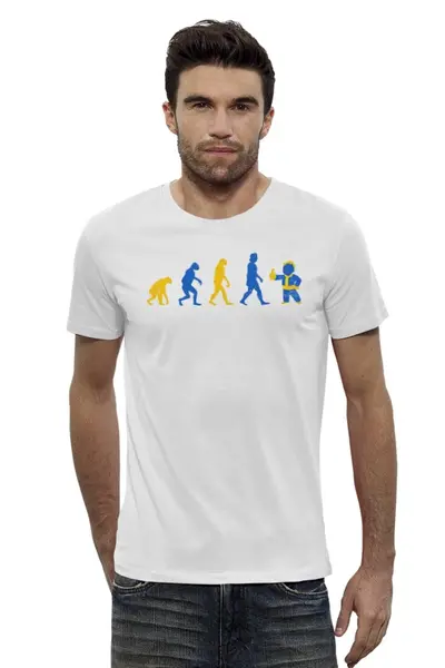 Заказать мужскую футболку в Москве. Футболка базовая Эволюция от printik - готовые дизайны и нанесение принтов.