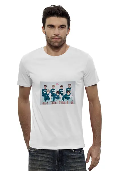 Заказать мужскую футболку в Москве. Футболка базовая Bangtan Boys  от cherdantcev - готовые дизайны и нанесение принтов.