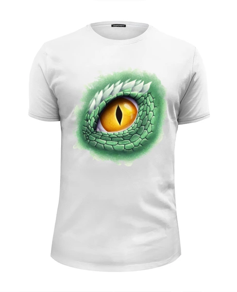 Заказать мужскую футболку в Москве. Футболка базовая Глаз зеленого дракона от tigerda  - готовые дизайны и нанесение принтов.