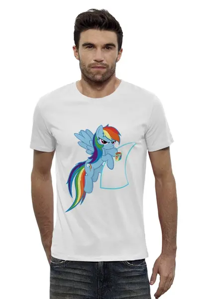 Заказать мужскую футболку в Москве. Футболка базовая Drinking Rainbow Dash  от duderoid - готовые дизайны и нанесение принтов.