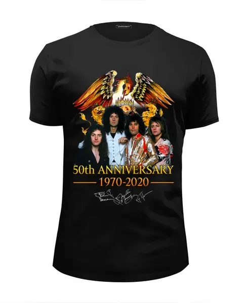 Заказать мужскую футболку в Москве. Футболка базовая Queen 50th Anniversary 1970-2020_ от balden - готовые дизайны и нанесение принтов.