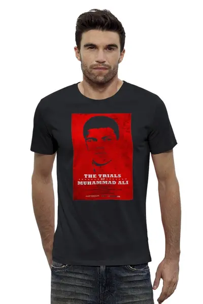 Заказать мужскую футболку в Москве. Футболка базовая Muhammad Ali / Мухаммед Али от KinoArt - готовые дизайны и нанесение принтов.