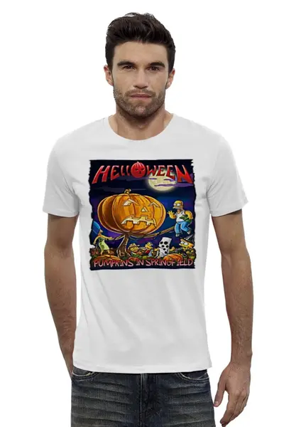 Заказать мужскую футболку в Москве. Футболка базовая Helloween ( rock band ) от Leichenwagen - готовые дизайны и нанесение принтов.